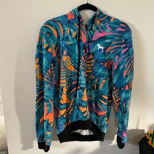 Victoria’s Secret Pink Tropical Print Zip-Up Hoodie Sz Small